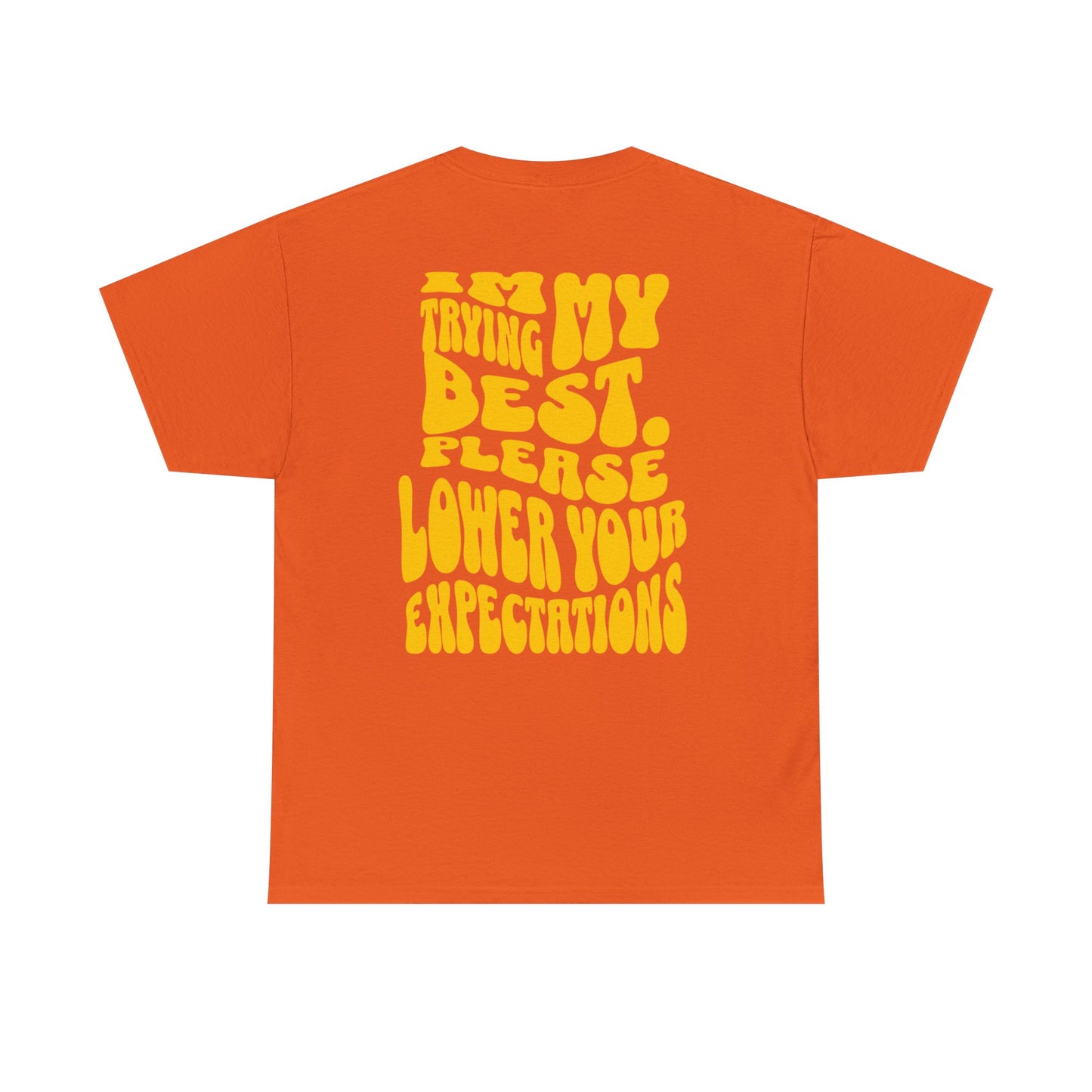 Graphic Tee — "I'm Trying My Best, Please Lower Your Expectations" Smiley Shirt