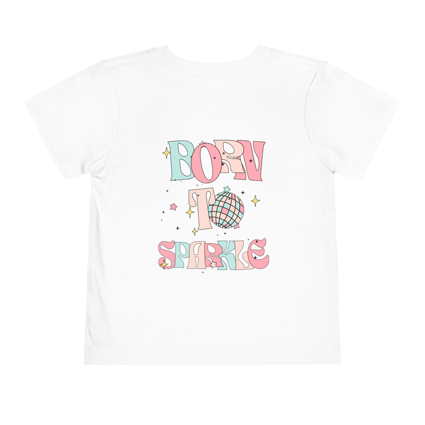 Toddler Tee — "Born to Sparkle" Retro Disco Smiley Graphic