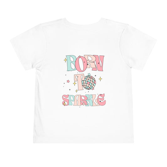 Toddler Tee — "Born to Sparkle" Retro Disco Smiley Graphic