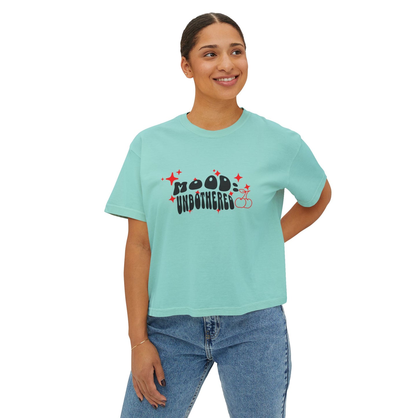 Mood Unbothered Boxy Tee — Cute Chill Vibe Women's Cropped T-Shirt