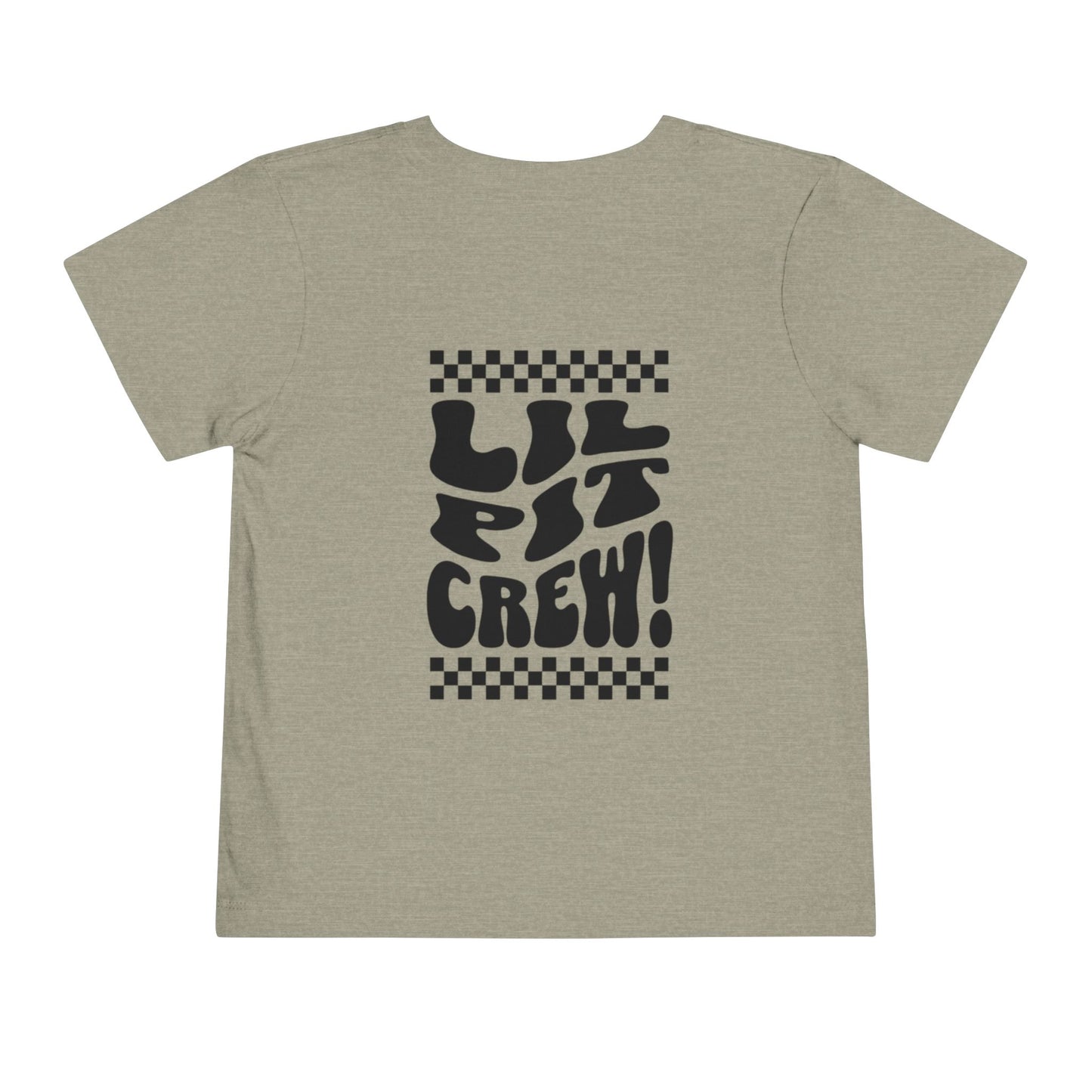 Toddler Tee — "Lil Pit Crew" Checkerboard Graphic