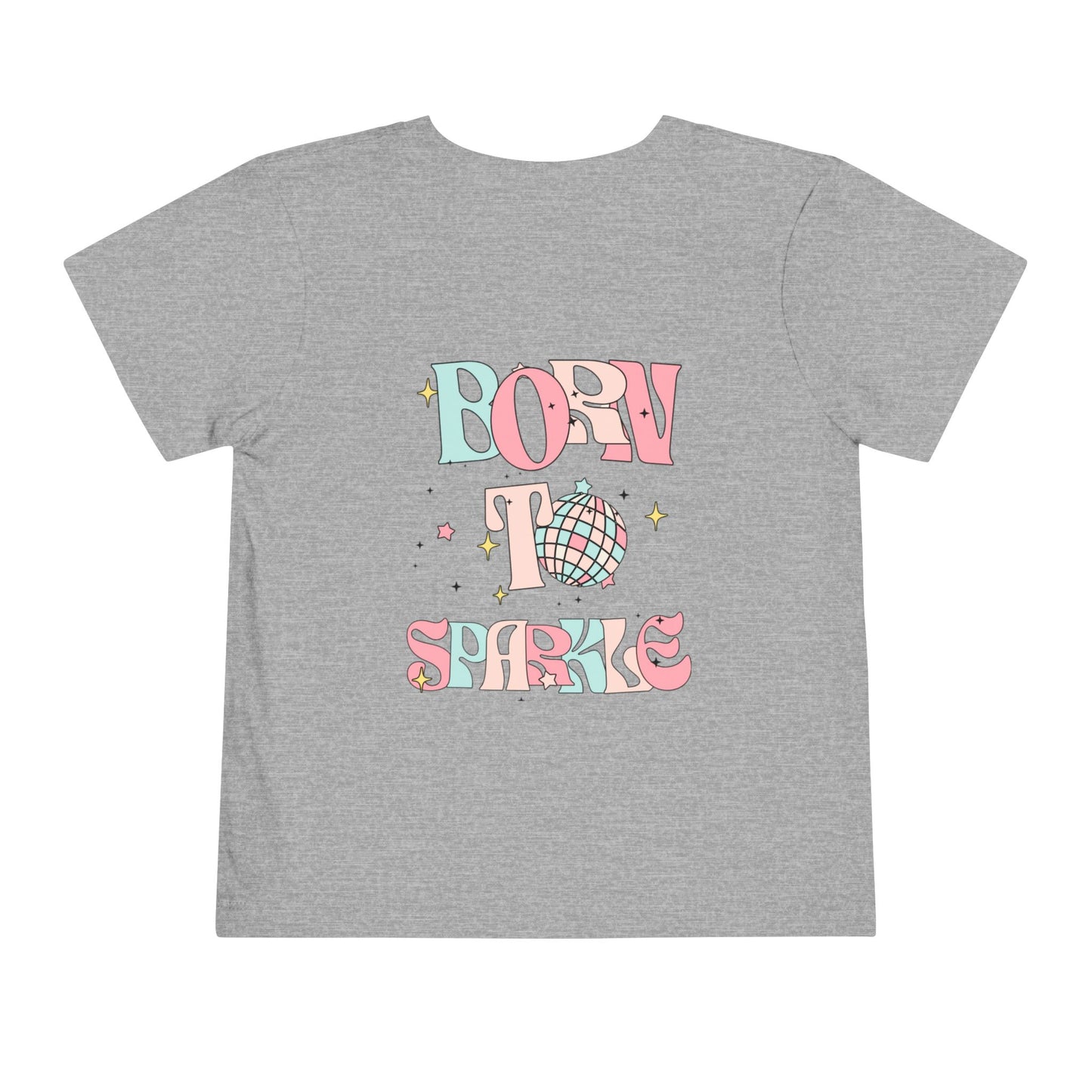 Toddler Tee — "Born to Sparkle" Retro Disco Smiley Graphic