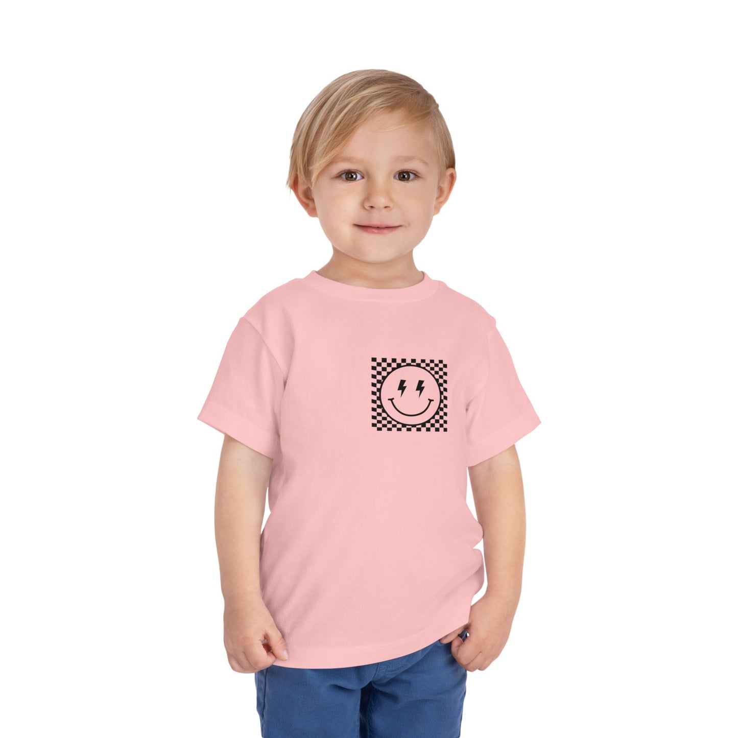 "Powered by Snacks & Monster Trucks" Checkerboard Smile Shirt